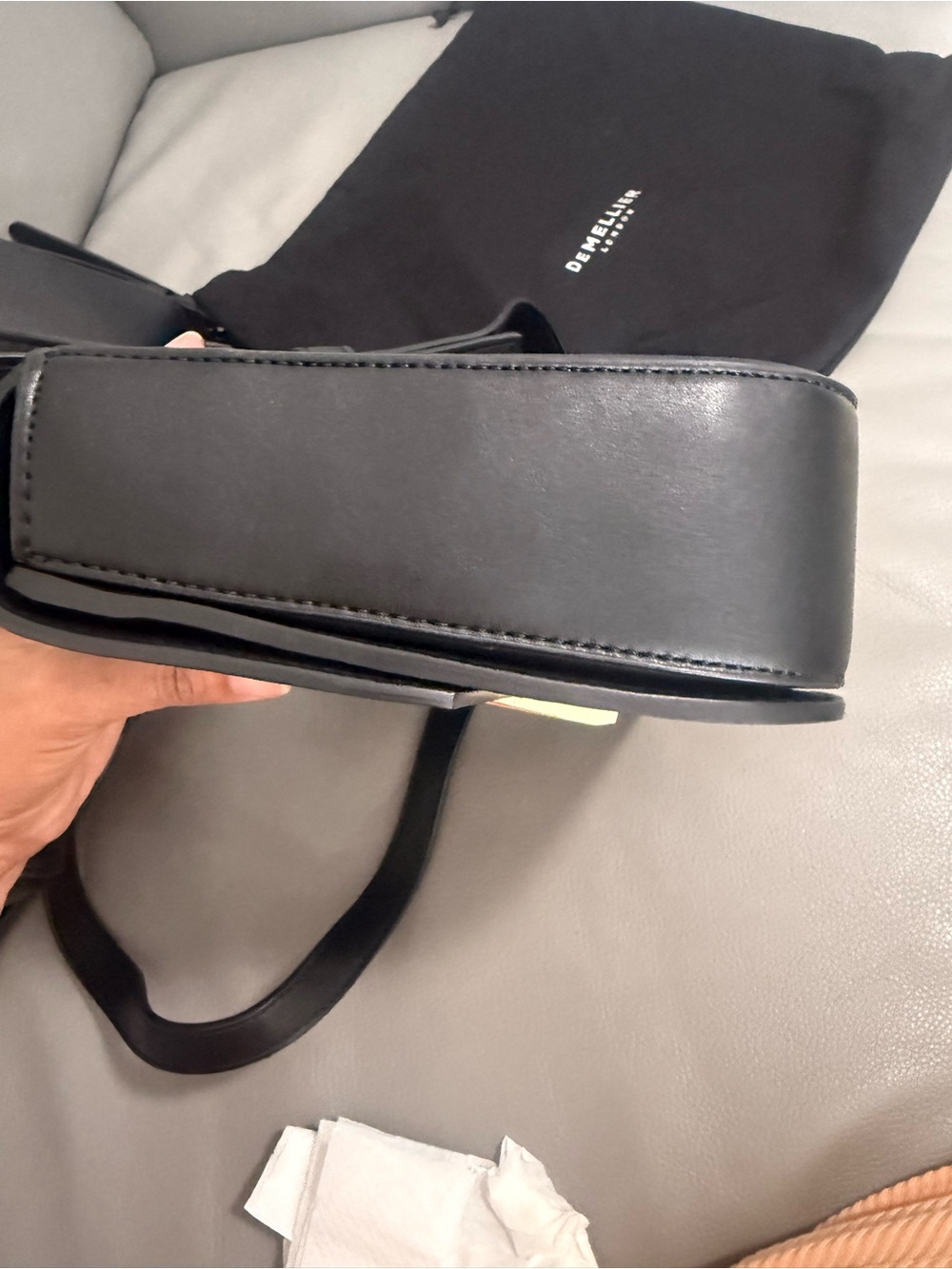 DeMellier Black Leather Shoulder Crossbody with Gold Hardware - Picture 3 of 6